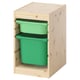 TROFAST Combinación de almacenaje con cajas, Pino tinte claro verde claro/verde, 32x44x52 cm