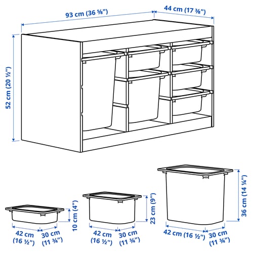 TROFAST Combinación de almacenaje con cajas