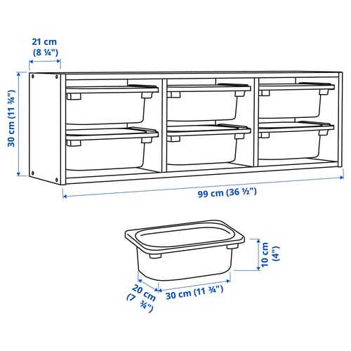 TROFAST Repisa de pared, blanco/blanco, 99x21x30 cm