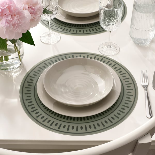 TUVIRIS Individual, verde grisáceo/con diseños plástico, 37 cm