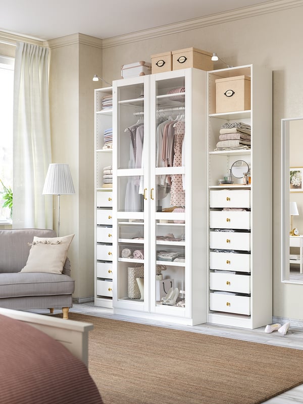 TYSSEDAL Puerta, blanco/Vidrio, 50x229 cm