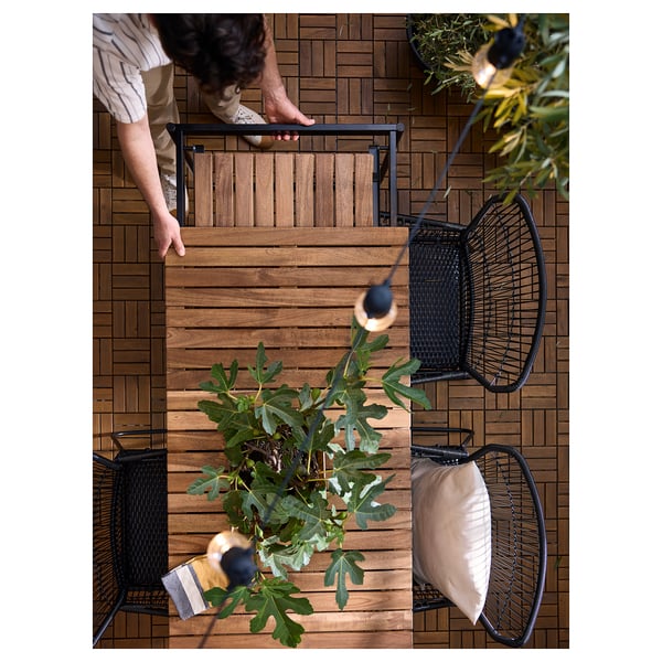 VÄSMAN Mesa extensible ext, tinturado café claro, 135/190x74 cm