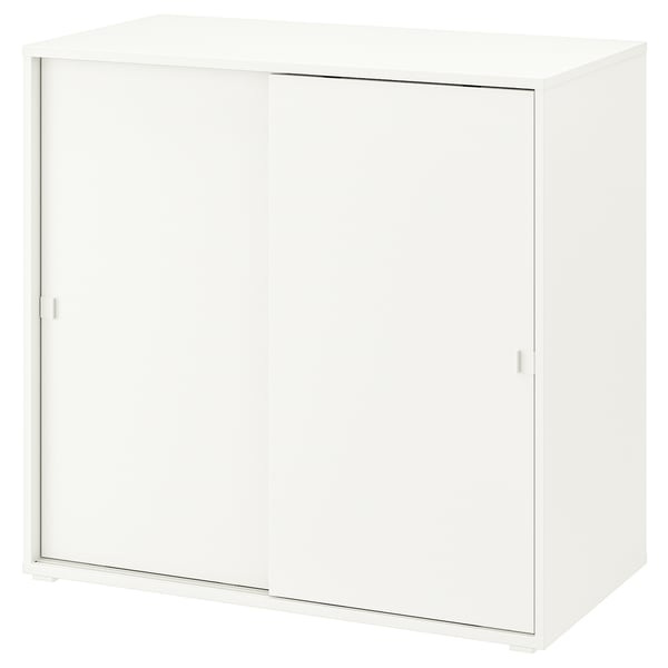 VIHALS Mueble con puertas corredizas, blanco, 95x47x90 cm