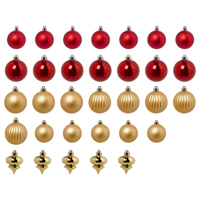 VINTERFINT Adornos árbol de Navidad, set de 32, bola Formas variadas/rojo dorado