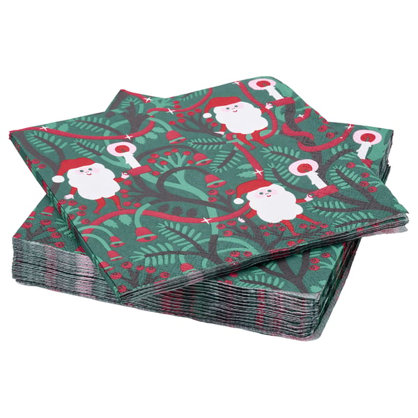 VINTERFINT Servilleta de papel, Papá Noel verde, 33x33 cm