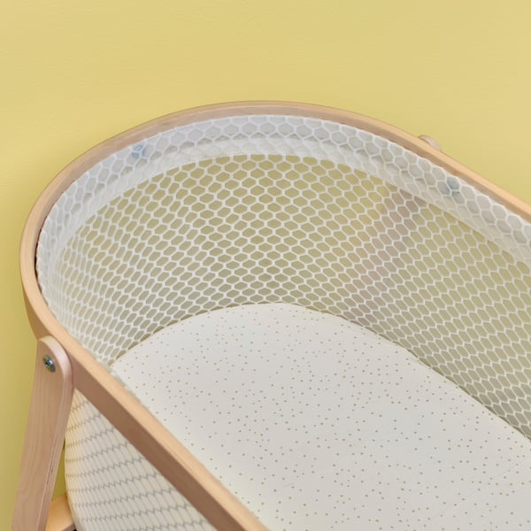 ÄLSKVÄRD Elastické prostěradlo do kolébky, oblaka/puntíky/krémová, 41x75 cm