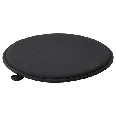 ÄNGSFRÄKEN: černý kruhový sedák na židli, recyklovaný polyester, protiskluzový, pohodlný design.