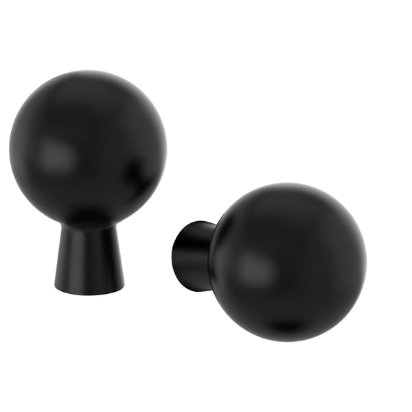 Černé moderní sférické knoflíky, ocel, minimalistický design.