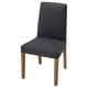 BERGMUND židle, šedá látka, dřevěné nohy, vysoké opěradlo, moderní design.