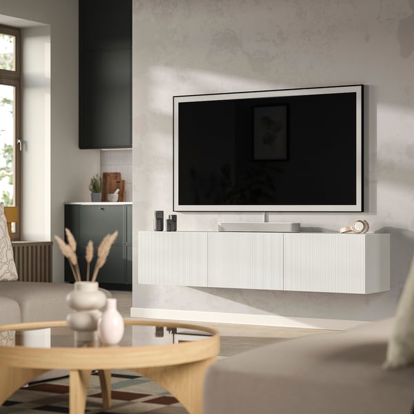 BESTÅ TV stolek s dvířky, bílá/Förvaltare bílá, 180x42x38 cm