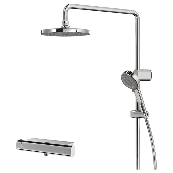 Sprchový set BROGRUND , chrom, obsahuje horní a ruční sprchu, bezpečnostní elegantní design.