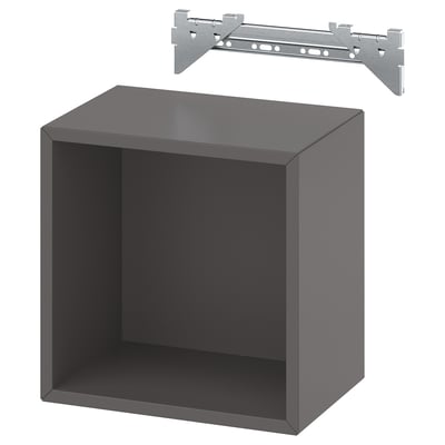 Nástěnný úložný díl IKEA EKET černý s kovovou závěsnou lištou.