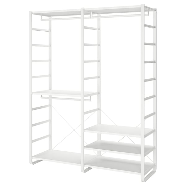 ELVARLI Kovový úložný systém bílý s policemi, otevřený design.