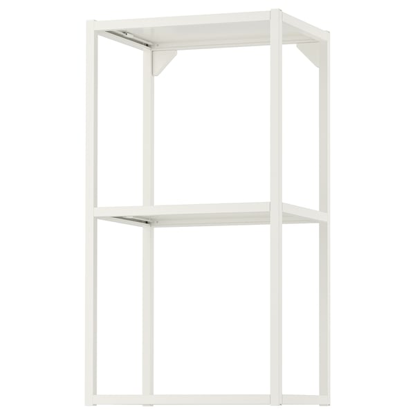 Otevřený úložný rám ENHET v bílé barvě se 2 policemi. Moderní, minimalistický design. Vyrobeno z oceli s práškovým nástřikem.