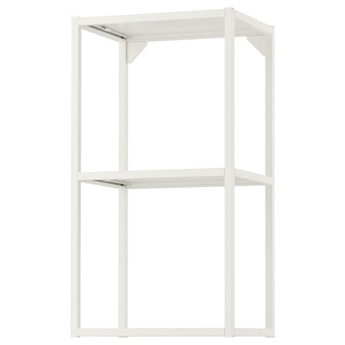 Otevřený úložný rám ENHET v bílé barvě se 2 policemi. Moderní, minimalistický design. Vyrobeno z oceli s práškovým nástřikem.