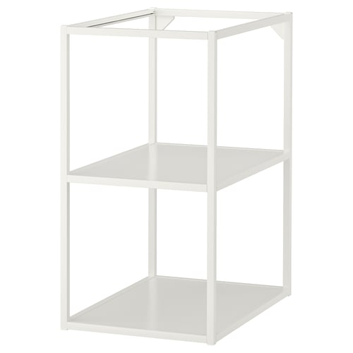 Bílý úložný rám ENHET se 2 policemi, moderní design, odolná práškově lakovaná ocel.