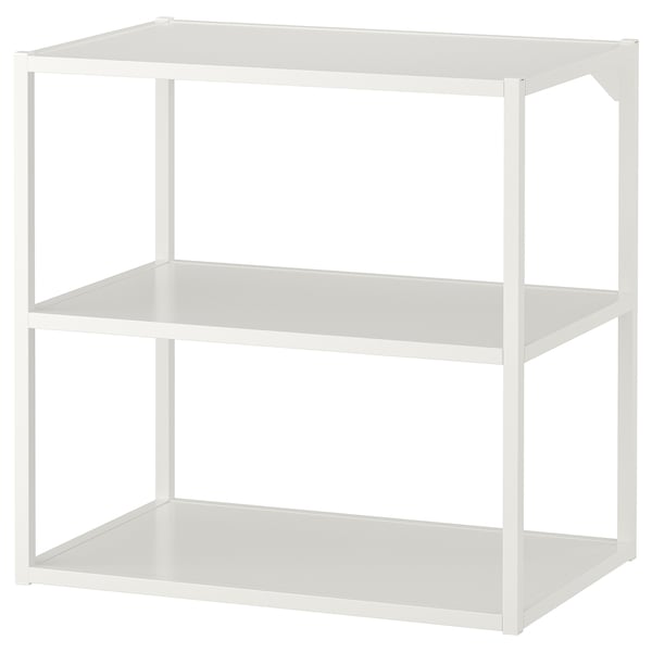 Bílý policový díl ENHET, dvě otevřené police, moderní minimalistický design.