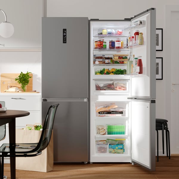 FÖRTOFT Lednice s mrazničkou, IKEA 500 barva nerezavějící oceli, 216/118 l