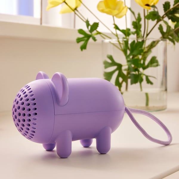 GREJSIMOJS Přenosný Bluetooth reproduktor, myš/nachová