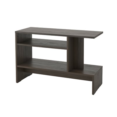 HOLMERUD odkládací stolek, tmavě hnědá, dřevotříska, hranatý design, otevřené úložné police.