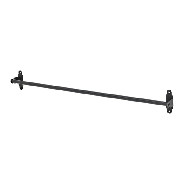 Černá kovová kolejnice HULTARP pro zavěšení kuchyňských doplňků, elegantní, minimalistický design.