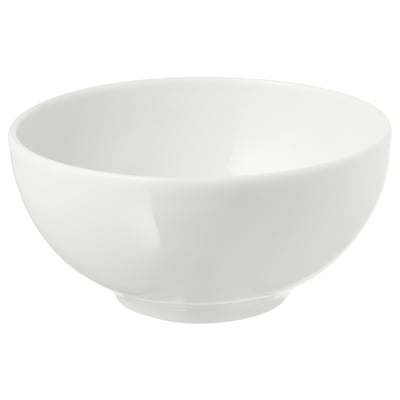 IKEA 365+ bílá porcelánová mísa, jednoduchý design, hladký okraj, stohovatelná.