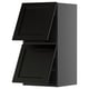 Kuchyňská skříňka METOD, černě mořené dřevo, moderní, dvoudveřová, nástěnná, se zkosenými hranami.
