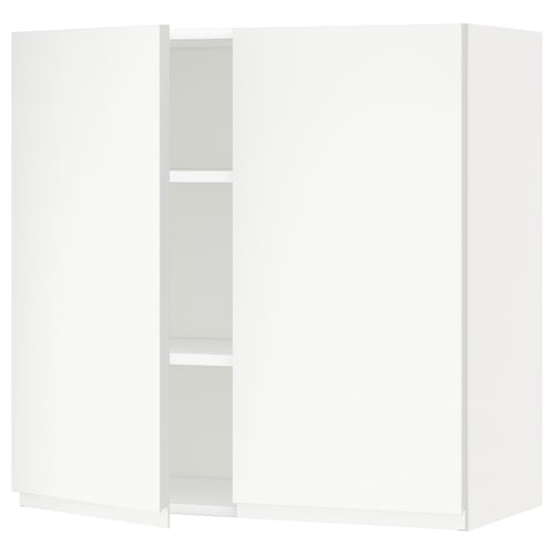 Bílá moderní skříňka, minimalistický design se skleněnými dveřmi, nekonečné možnosti přizpůsobení.