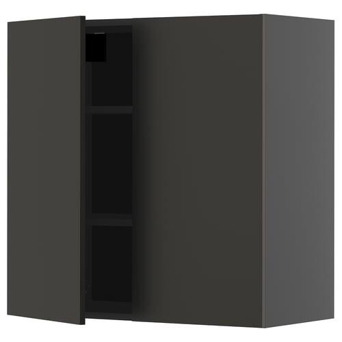 METOD kuchyňská skříňka, černá, čtvercová, na stěnu, dvoudveřová, moderní design.