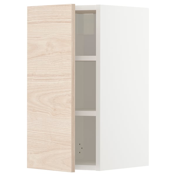Kuchyňská skříňka METOD, světlý jasan, moderní, dřevěný design, otevřené police.
