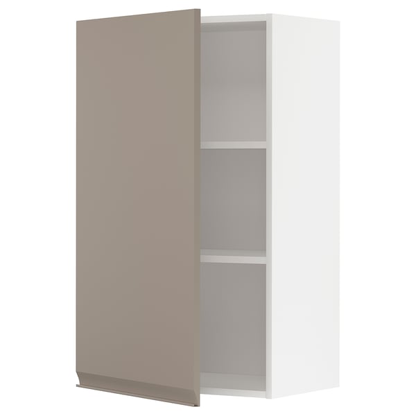 Nástěnná skříňka METOD s matnými šedobéžovými dvířky upplöv, minimalistický design.