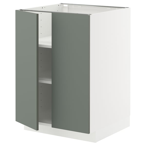 Kuchyňská skříňka METOD, šedozelená, obdélníková, moderní design, polohovatelné police, boční dvířka.