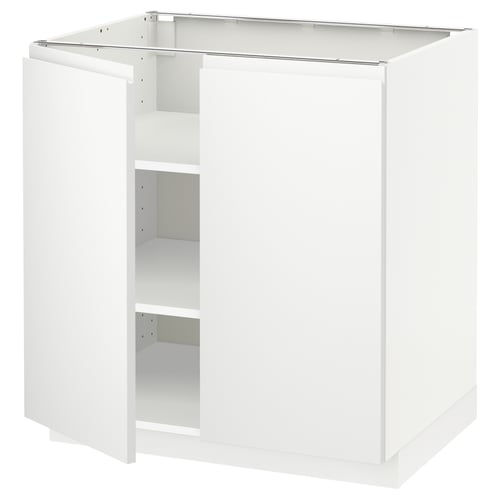 Kuchyňská skříňka METOD bílá, moderní minimalistický design, hranatý tvar, nastavitelné police.
