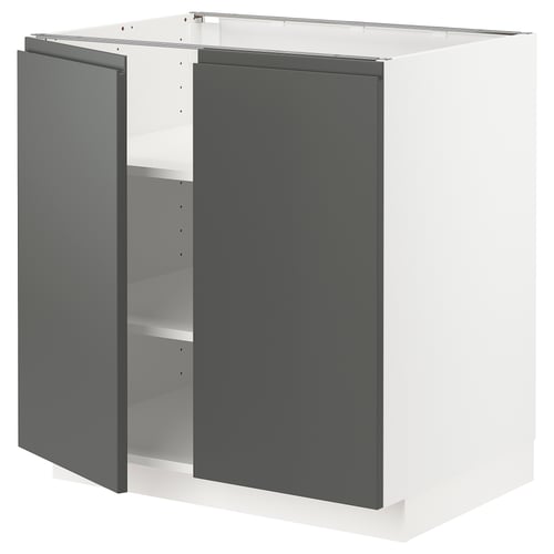 Kuchyňská linka METOD, tmavě šedá, moderní design, hranatý tvar, polohovatelné police.