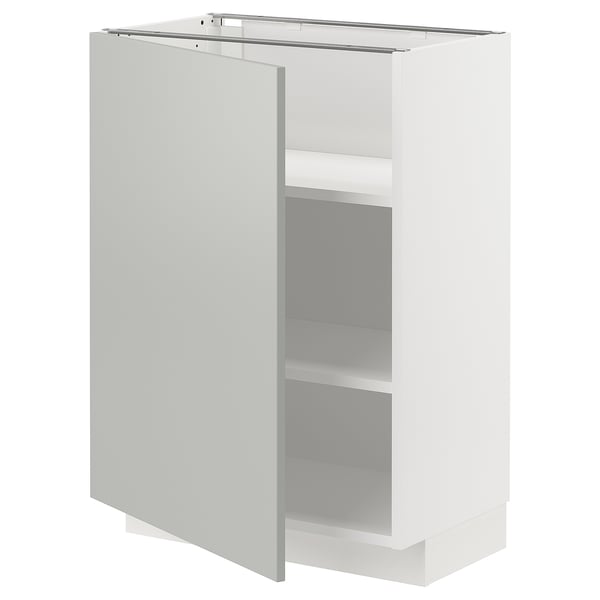 Kuchyňská skříňka METOD bílá, moderní design, světle šedá, obdélníková, úložný díl s policemi, elegantní provedení.