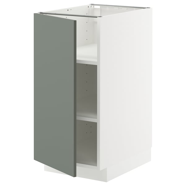 Kuchyňská linka METOD, šedozelená, moderní design, polohovatelné police, bílý rám.