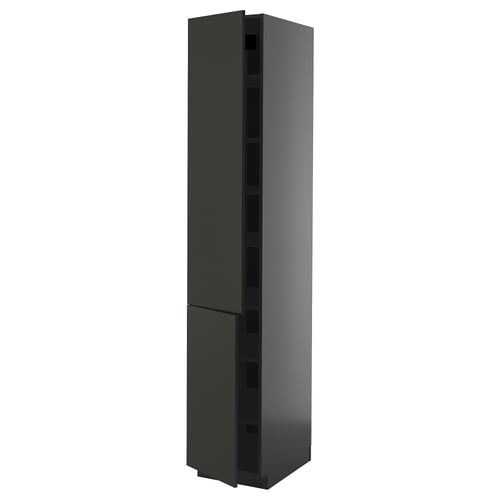 Vysoká, elegantní černá kuchyňská skříňka ikea METOD s moderním designem a nastavitelnými policemi.
