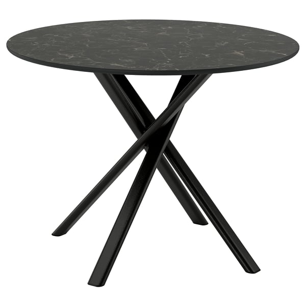 NORRMJÖLE Stůl, černá vzor mramoru/černá, 105 cm