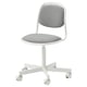 Dětská židle v bílé a šedé barvě: ÖRFJÄLL, látkový sedák, kovový rám, 5 koleček, ergonomická.