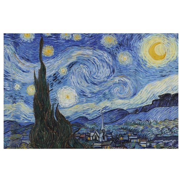 Obraz na plátně PJÄTTERYD s hvězdnou nocí s cypřišem a kostelem.