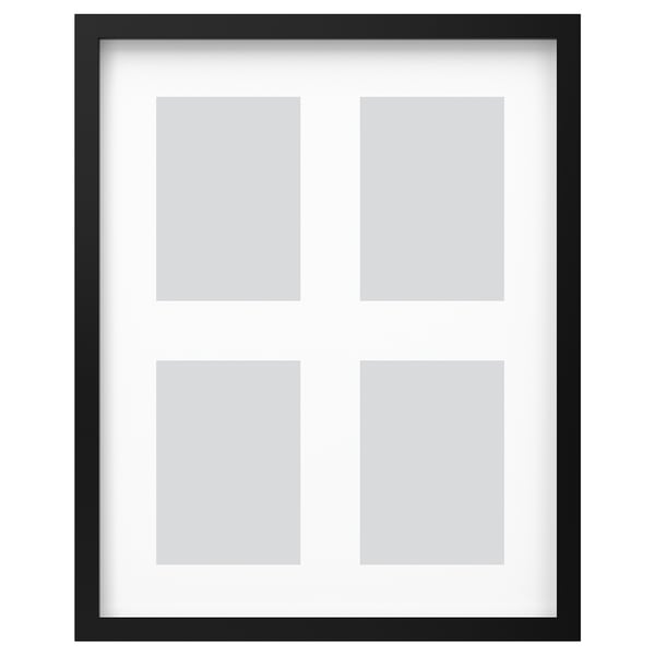 Černý fotorámeček RÖDALM; čtvercový řez, moderní styl, pojme 4 fotografie, univerzální montáž.