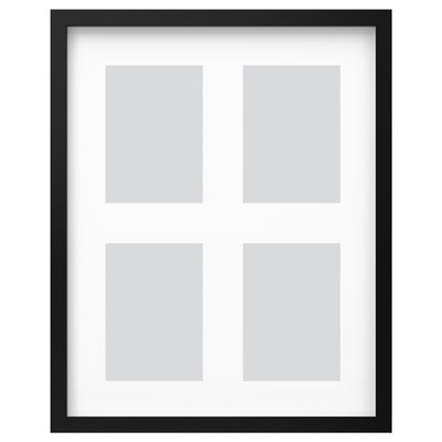 Černý fotorámeček RÖDALM; čtvercový řez, moderní styl, pojme 4 fotografie, univerzální montáž.