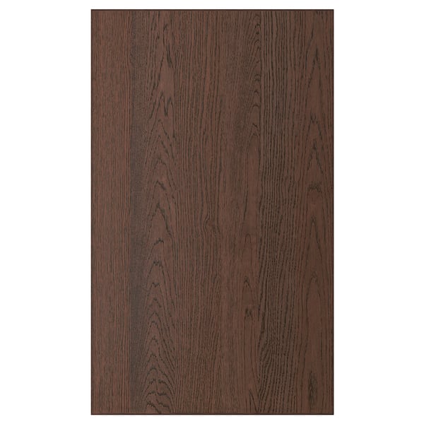 Tmavě hnědá dřevěná deska obdélníkového tvaru s viditelnou kresbou dubu, elegantně lemovaná.