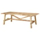 Rustikální dřevěný stůl SKOGSTA s hnědým povrchem, odolné akáciové dřevo, obdélníková deska, x-podnož.