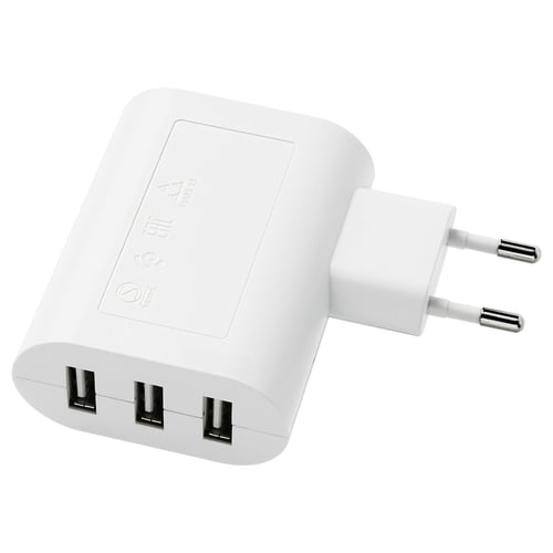 Bílá SMÅHAGEL 3-portová usb nabíječka.