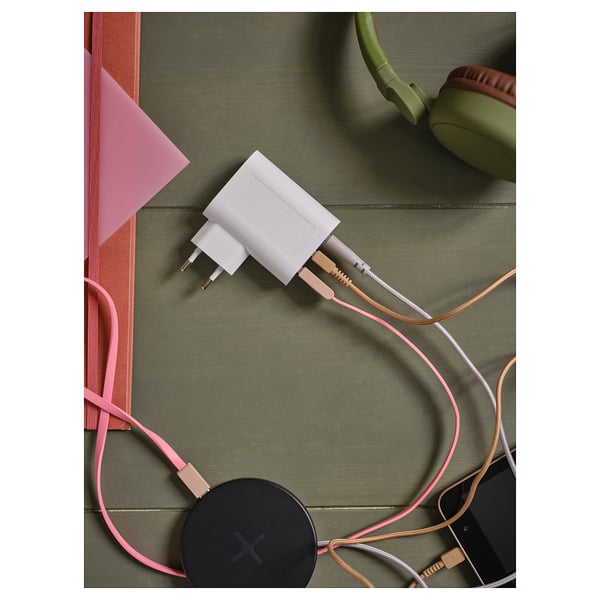 SMÅHAGEL 3cestná USB nabíječka, bílá