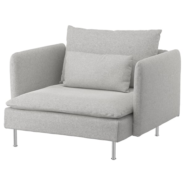 SÖDERHAMN Židle světle šedá, měkká látka, zaoblený design.