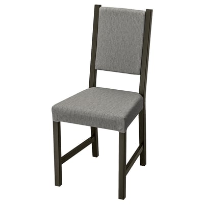 Šedá židle STEFAN z masivního dřeva s polstrovaným sedákem a opěradlem, elegantní design.