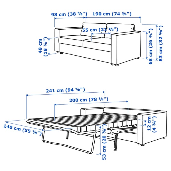 VIMLE 2místná rozkládací pohovka, Gunnared šedá