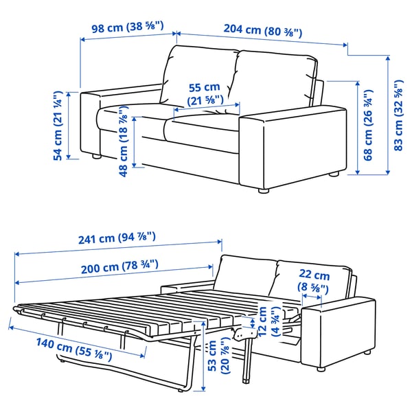 VIMLE 2místná rozkládací pohovka